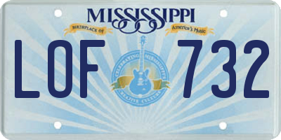 MS license plate LOF732