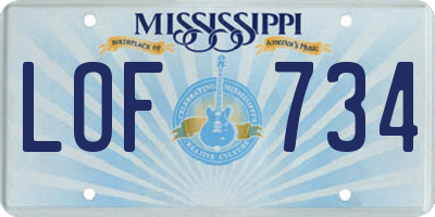 MS license plate LOF734