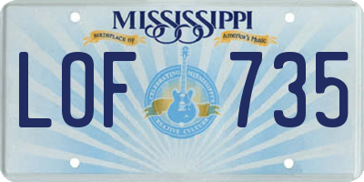 MS license plate LOF735
