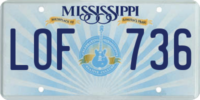 MS license plate LOF736