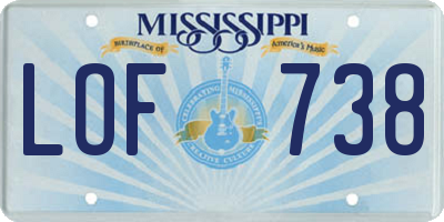 MS license plate LOF738