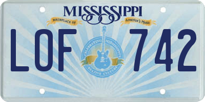 MS license plate LOF742