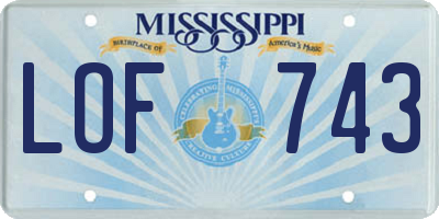 MS license plate LOF743