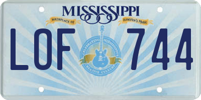 MS license plate LOF744