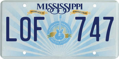 MS license plate LOF747