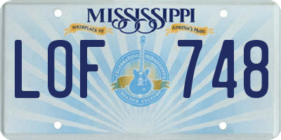 MS license plate LOF748