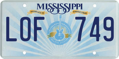 MS license plate LOF749