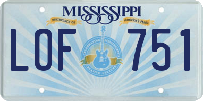 MS license plate LOF751
