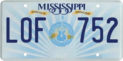 MS license plate LOF752