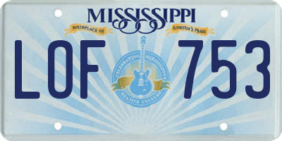 MS license plate LOF753
