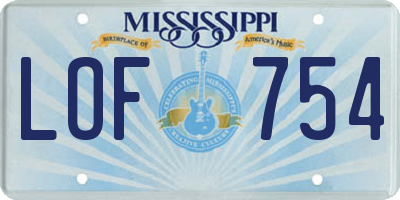 MS license plate LOF754