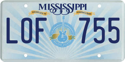 MS license plate LOF755