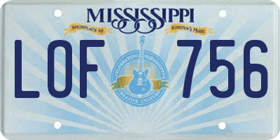 MS license plate LOF756
