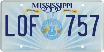 MS license plate LOF757