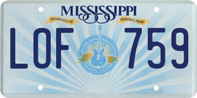 MS license plate LOF759