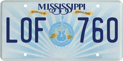 MS license plate LOF760