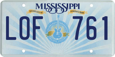 MS license plate LOF761