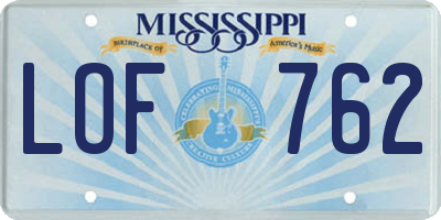 MS license plate LOF762
