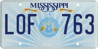 MS license plate LOF763