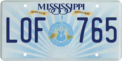 MS license plate LOF765