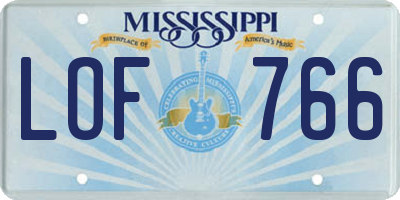 MS license plate LOF766