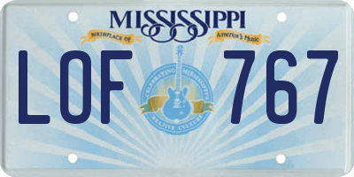 MS license plate LOF767