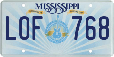 MS license plate LOF768