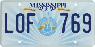MS license plate LOF769