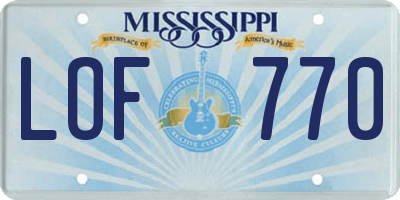 MS license plate LOF770