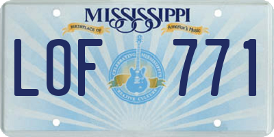 MS license plate LOF771