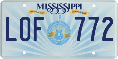 MS license plate LOF772