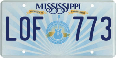 MS license plate LOF773