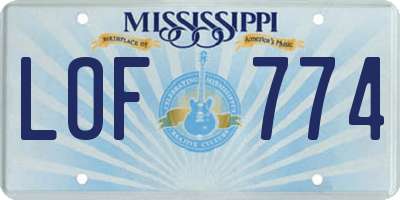 MS license plate LOF774
