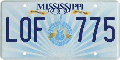 MS license plate LOF775