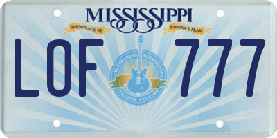 MS license plate LOF777