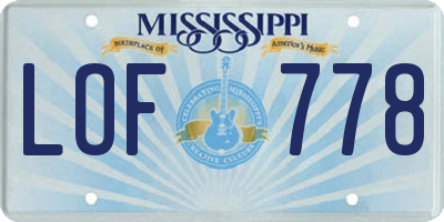 MS license plate LOF778