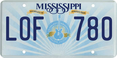 MS license plate LOF780