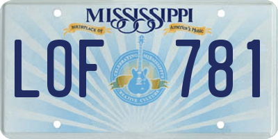 MS license plate LOF781