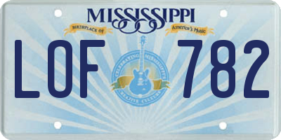 MS license plate LOF782