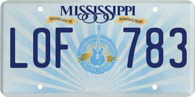 MS license plate LOF783