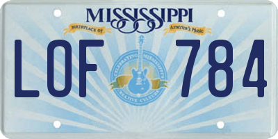 MS license plate LOF784