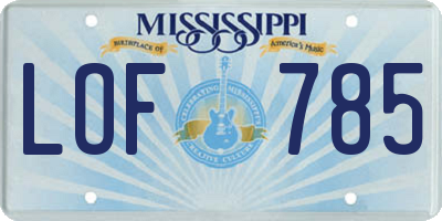 MS license plate LOF785