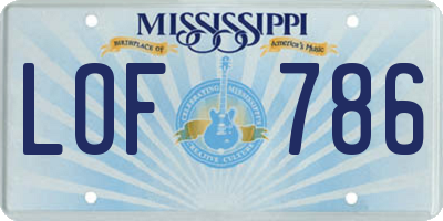 MS license plate LOF786