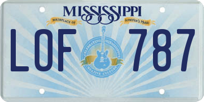 MS license plate LOF787