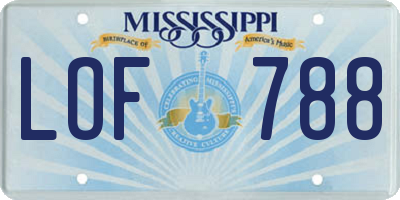 MS license plate LOF788