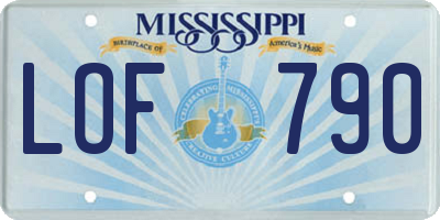 MS license plate LOF790