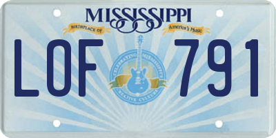 MS license plate LOF791