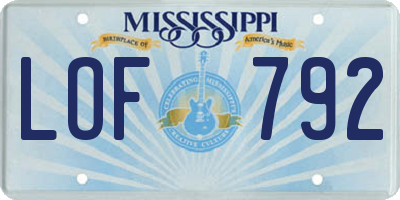 MS license plate LOF792