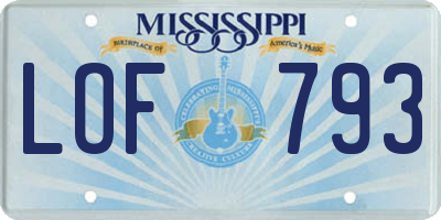 MS license plate LOF793