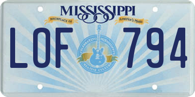 MS license plate LOF794